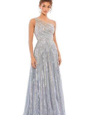 Mac Duggal 5220 embellished One-Shoulder Sequined a line Evening Gown NWT